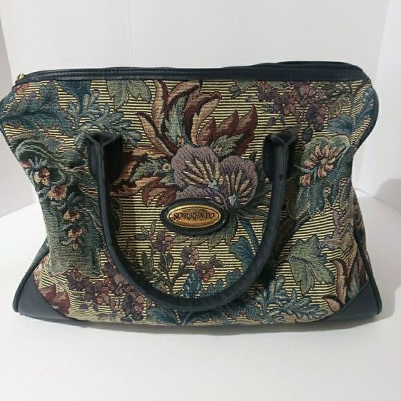 Sorrento Handbags - Sorrento Vintage Carry-All  Carry-On Floral Tapestry Luggage Overnight Tote Bag